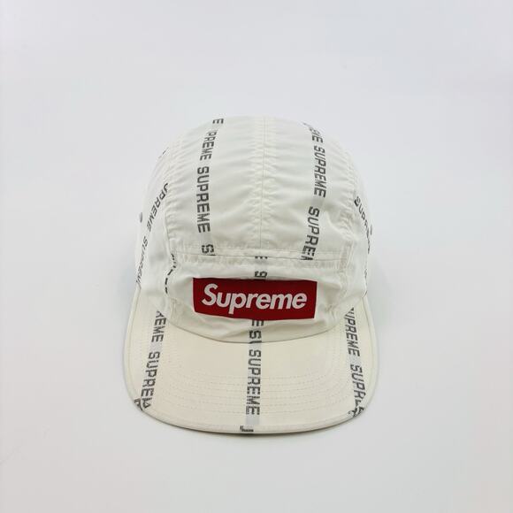 Supreme Reflective Logos Cap Hat White Nylon Adjustable Box Logo - Picture 1 of 6